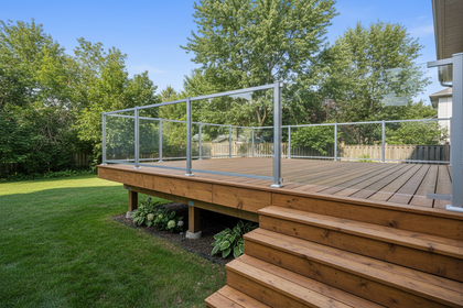 Glass Railing on a Pressure-Treated Deck in Ontario