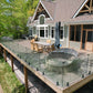 Glass railing system on a rooftop terrace