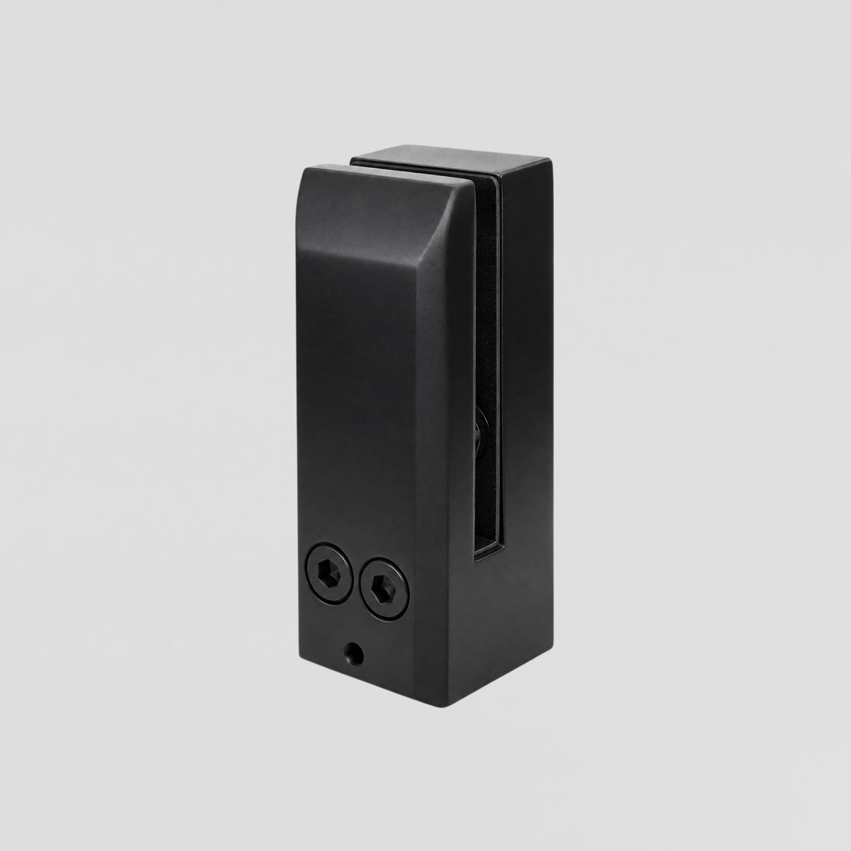 Heavy-duty matte black fascia mount spigot hardware for outdoor glass guardrails and pool fencing