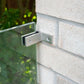 Brushed stainless wall-to-glass connector for